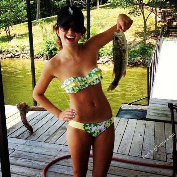 sexy fishing girl with fish