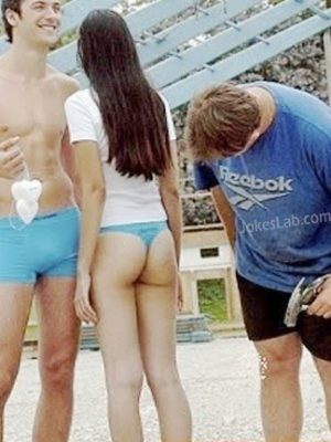 Curious man studying girl’s buttocks