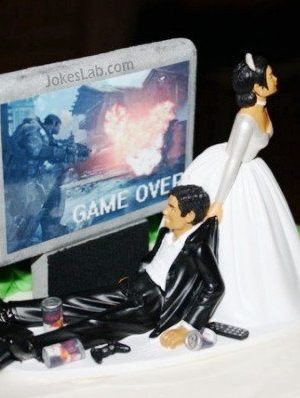 Funny wedding cake: game over
