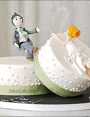 Funny wedding cake,  run away