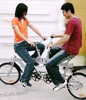 Funny bicycle for couple