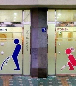 Funny toilet sign, man’s and woman’s