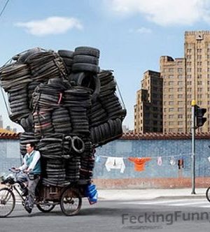 Overloaded tricycle-seen in China