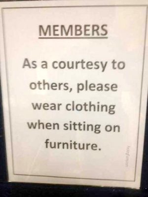 Reminder: please wear clothing