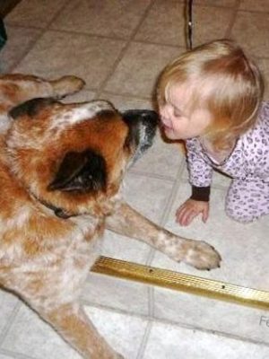 Girl kissing with……dog