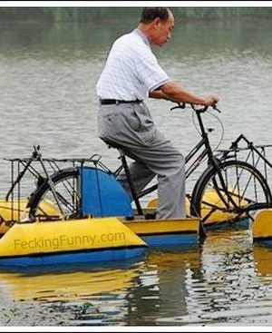 Water bicycles in action