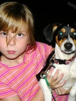 Look-like girl and her dog