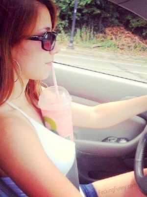 Woman driver’s advantages: drive and drink