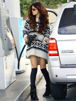 Sexy  lady in gas station